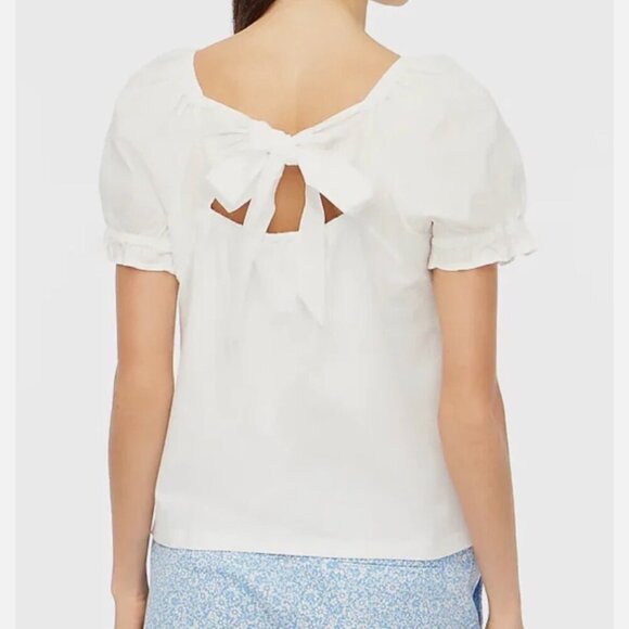 NWT J. Crew Mint Green Tie Back Peasant Boho Top Blouse Back Bow Tie Sz L - Picture 16 of 16